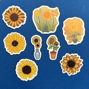 New Set of 8 sunflower / yellow daisy stickers